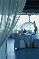 Verandah Restaurant being prepared for dinner
